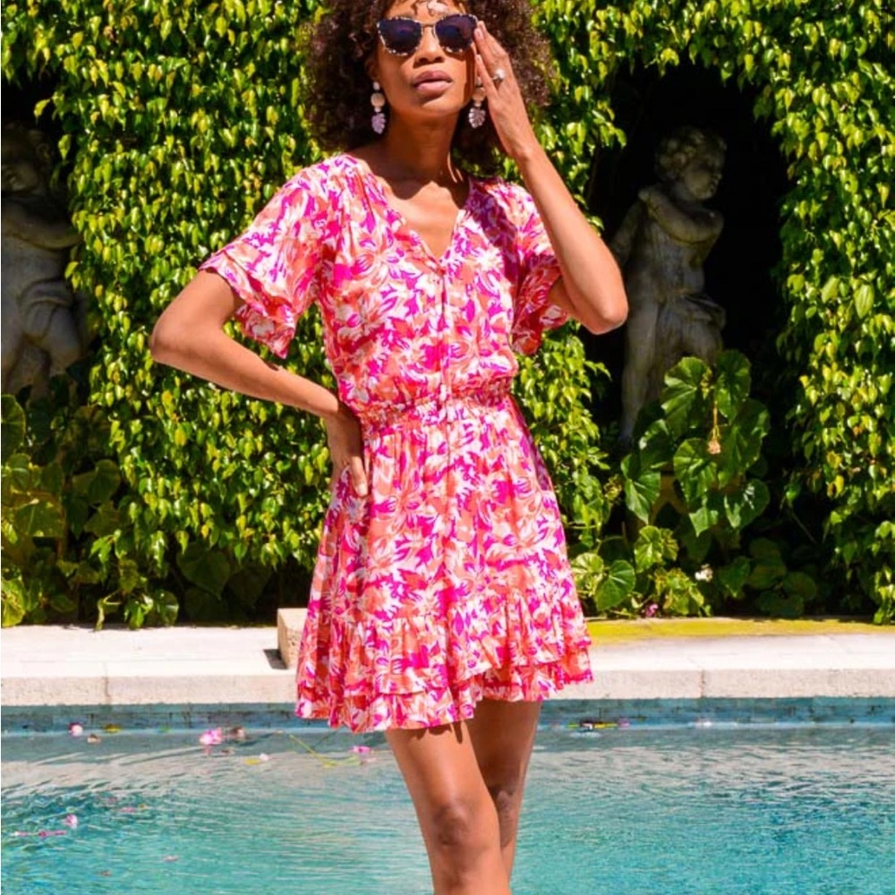 Walker & Wade Floral Pink and Red Dress